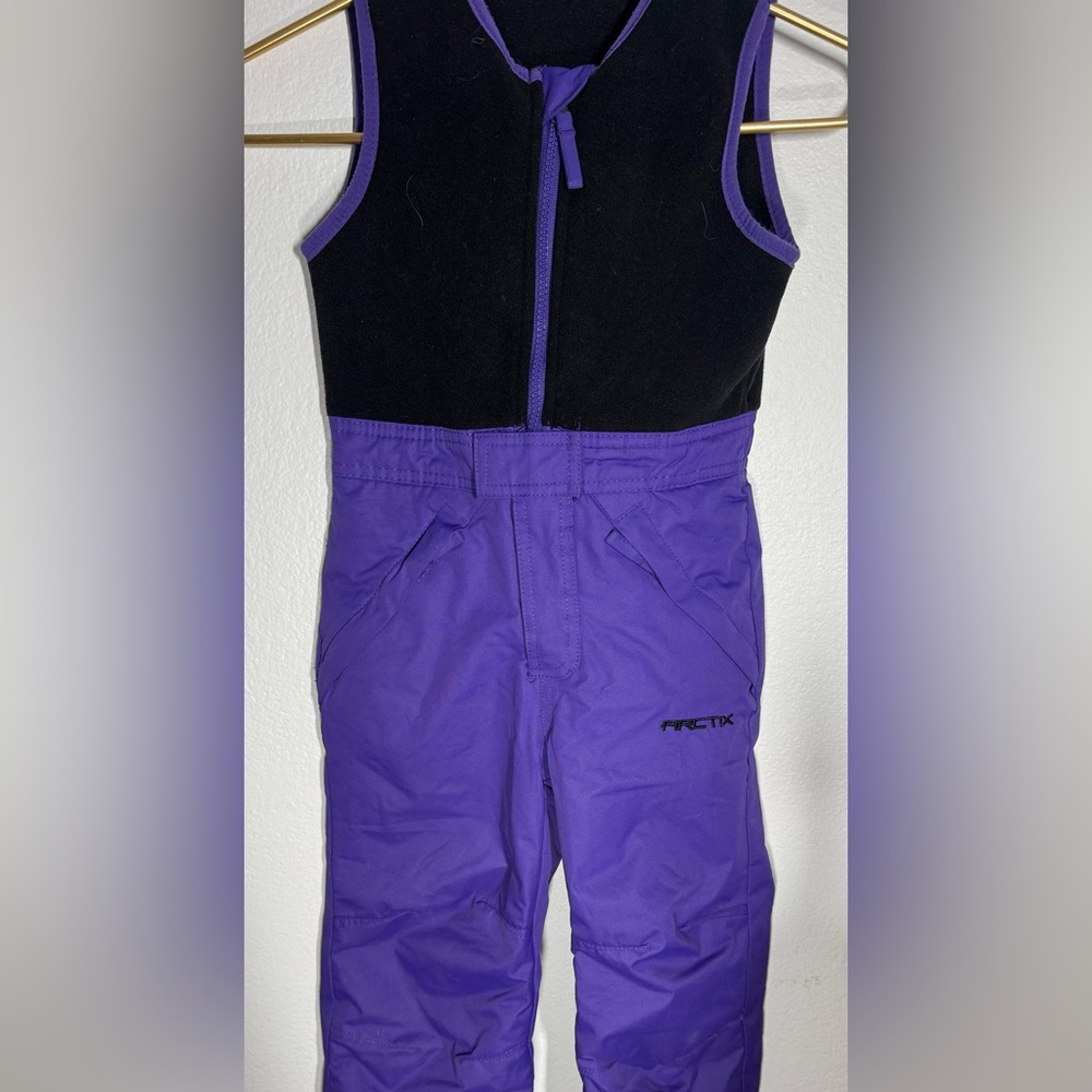 Arctix Insulated Water-Resistant Snow/Winter Bibs Black/purple Toddler Size 4T